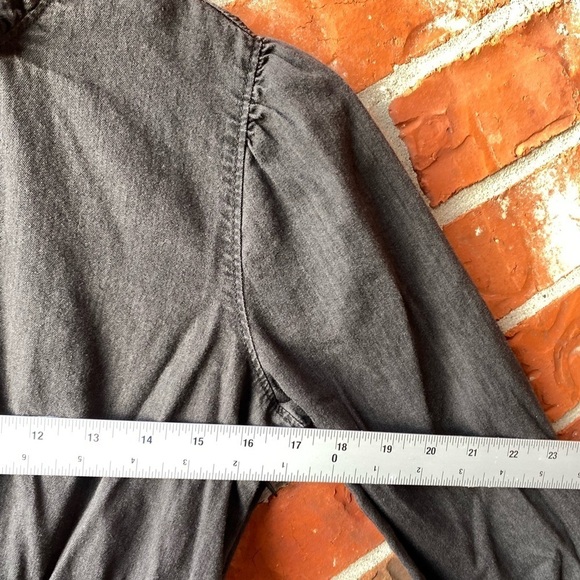 Madewell Womens 2 Black Stone Demi Ruffle Mockneck Keyhole Long Sleeve Dress - Picture 9 of 9